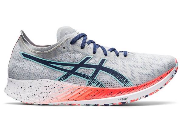 Asics Hardloopschoenen Heren, MAGIC SPEED Grijs/Blauw - Asics Aanbieding Hardloopschoenen | B7381502-EC